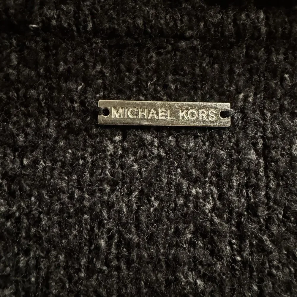 Michael Kors Wool Blend Dark Gray Cowl Neck Sweater Elliptical Hem Medium